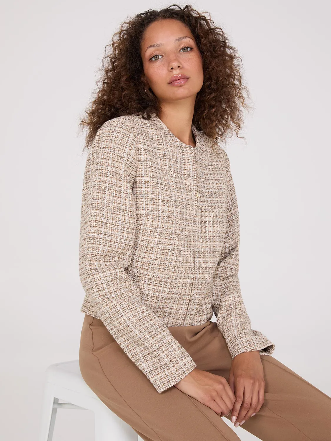 Boucle Zip-Front Blazer sold by Suzy Shier