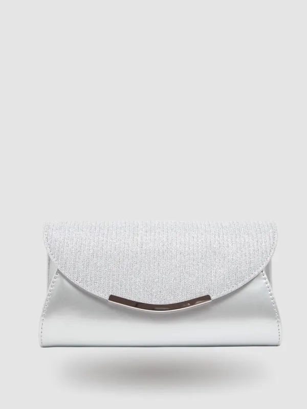 Metallic & Glitter Minaudiere With Top Handle sold by Suzy Shier