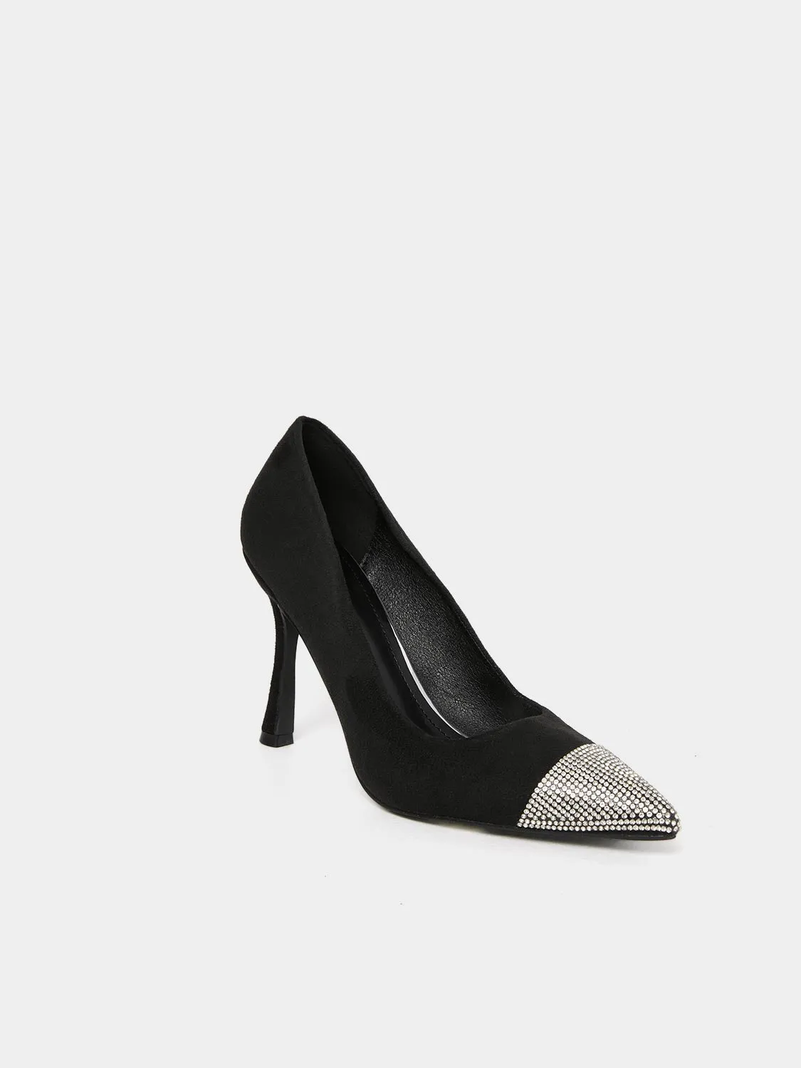 Pointed Toe Faux Suede & Jewelled High Heel Pump sold by Suzy Shier product image thumbnail 2