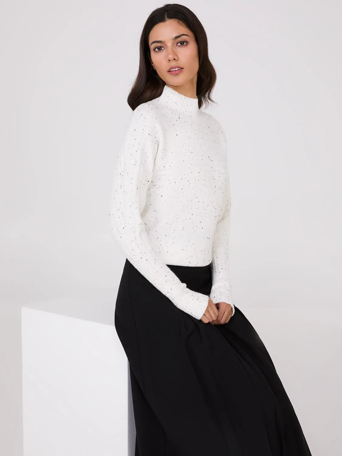 Mock Neck Dolman Sleeve Ribbed Sweater sold by Suzy Shier