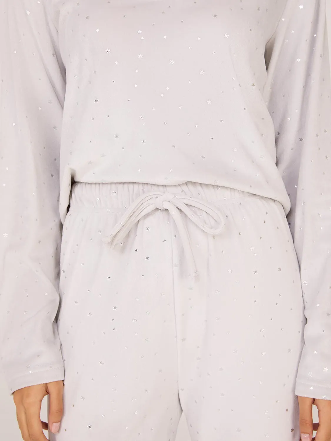 Foil Star Print Velour Pajama Set sold by Suzy Shier product image thumbnail 2