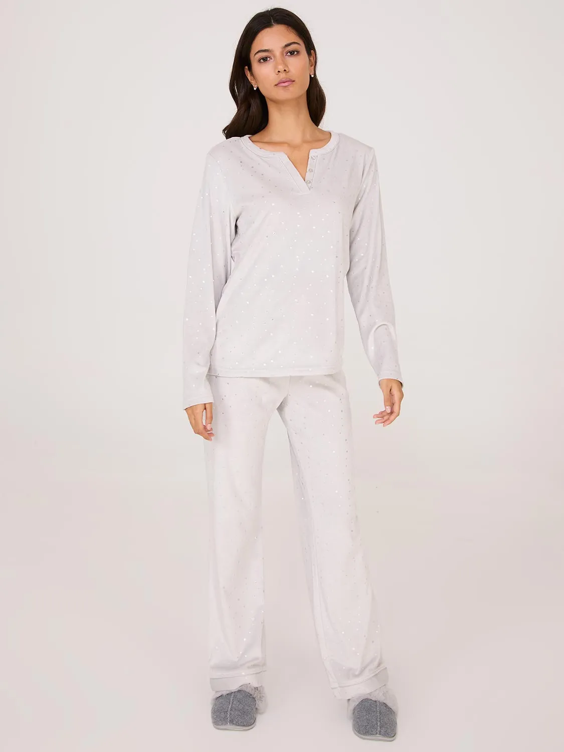 Foil Star Print Velour Pajama Set sold by Suzy Shier product image thumbnail 4