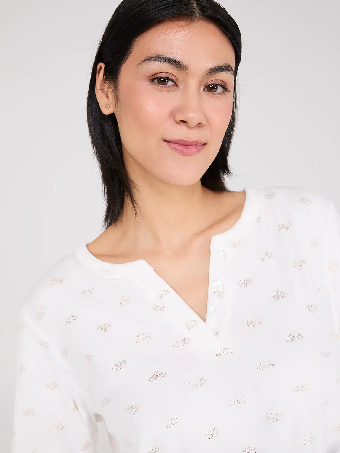 Foil Heart Print Velour Pajama Set sold by Suzy Shier product image thumbnail 2