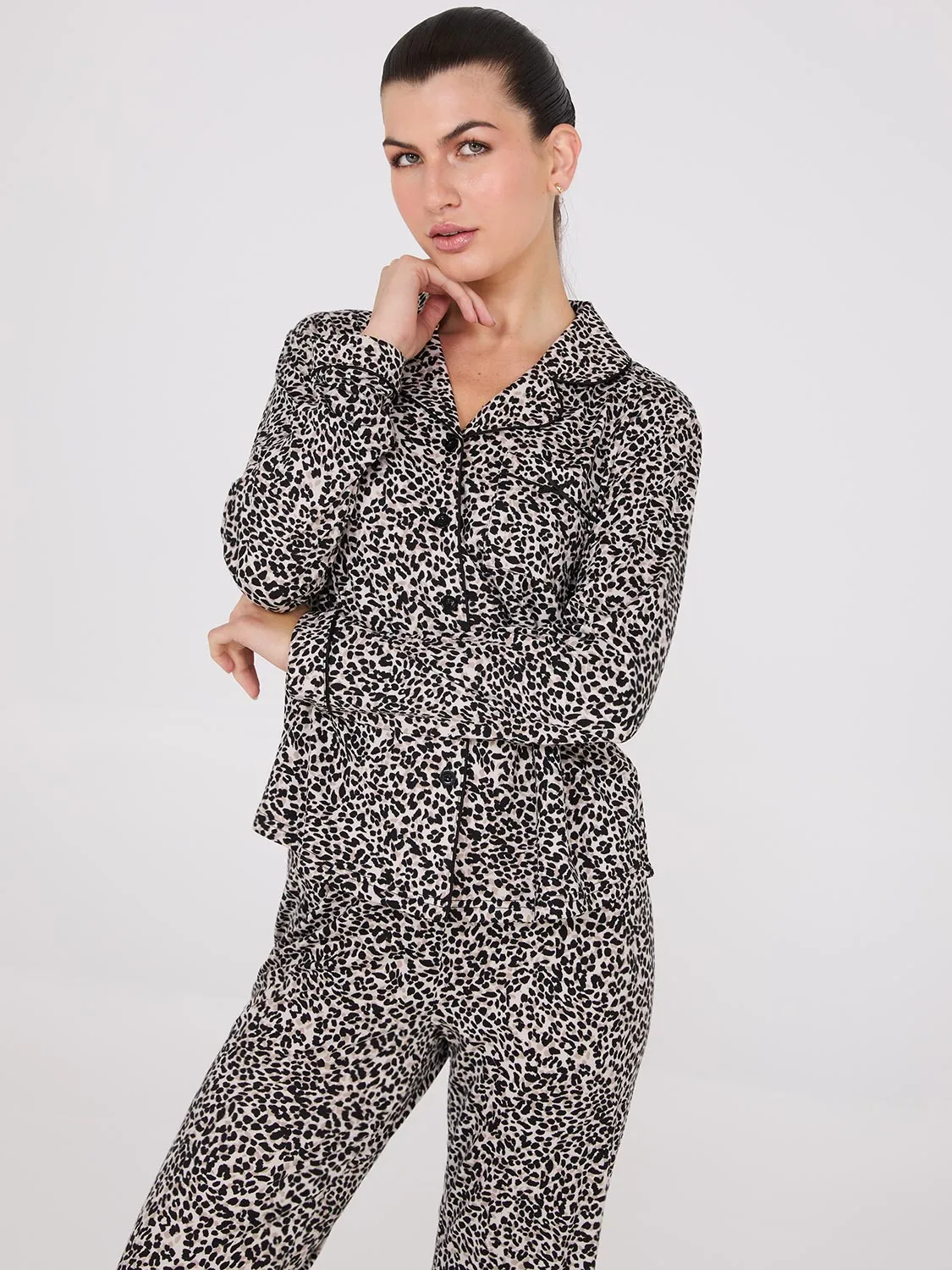 Animal Print Button-Down Pajama Set sold by Suzy Shier product image thumbnail 3