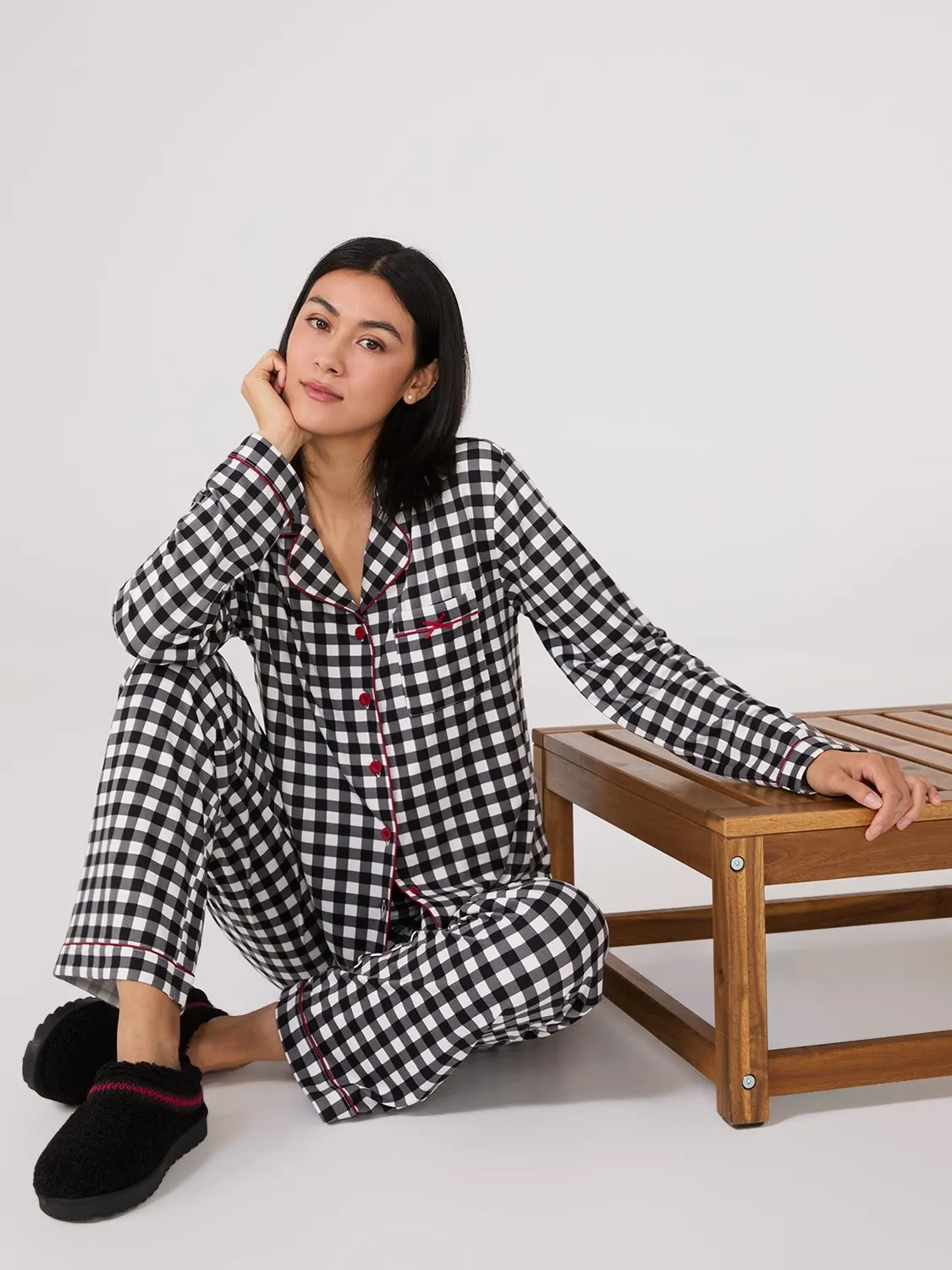Plaid Print Button-Down Pajama Set sold by Suzy Shier product image thumbnail 4