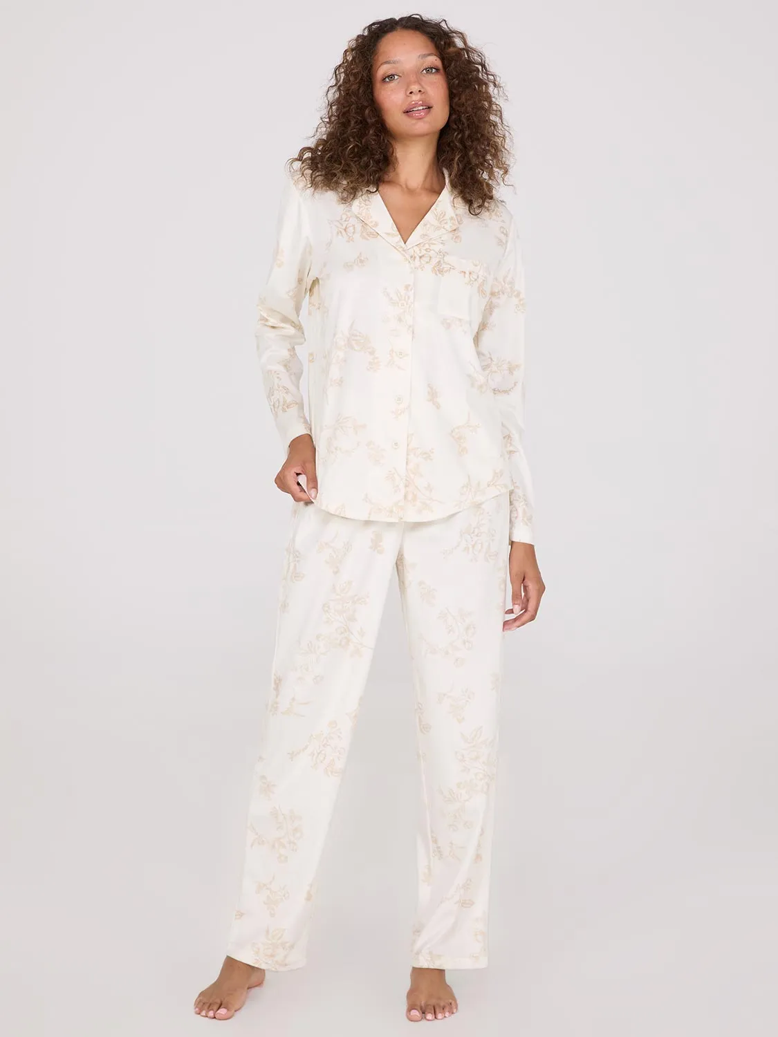 Floral Print Velour Button-Down Pajama Set sold by Suzy Shier product image thumbnail 2
