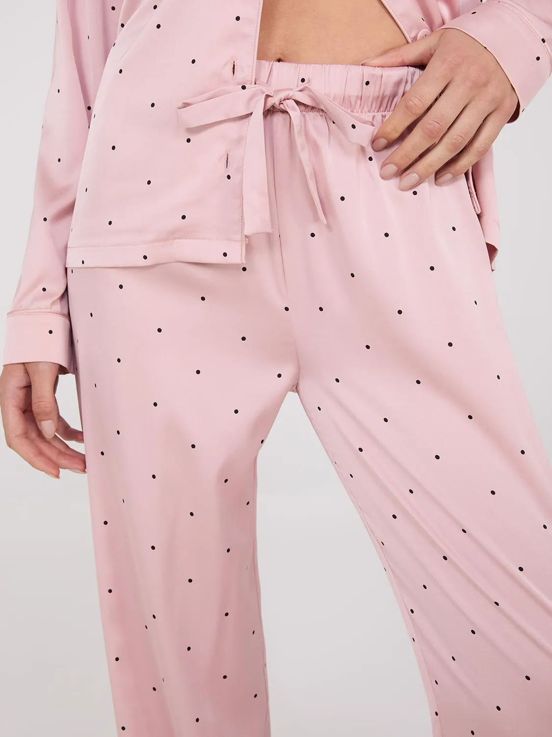 Satin Polka Dot Print Pajama Set sold by Suzy Shier product image thumbnail 4