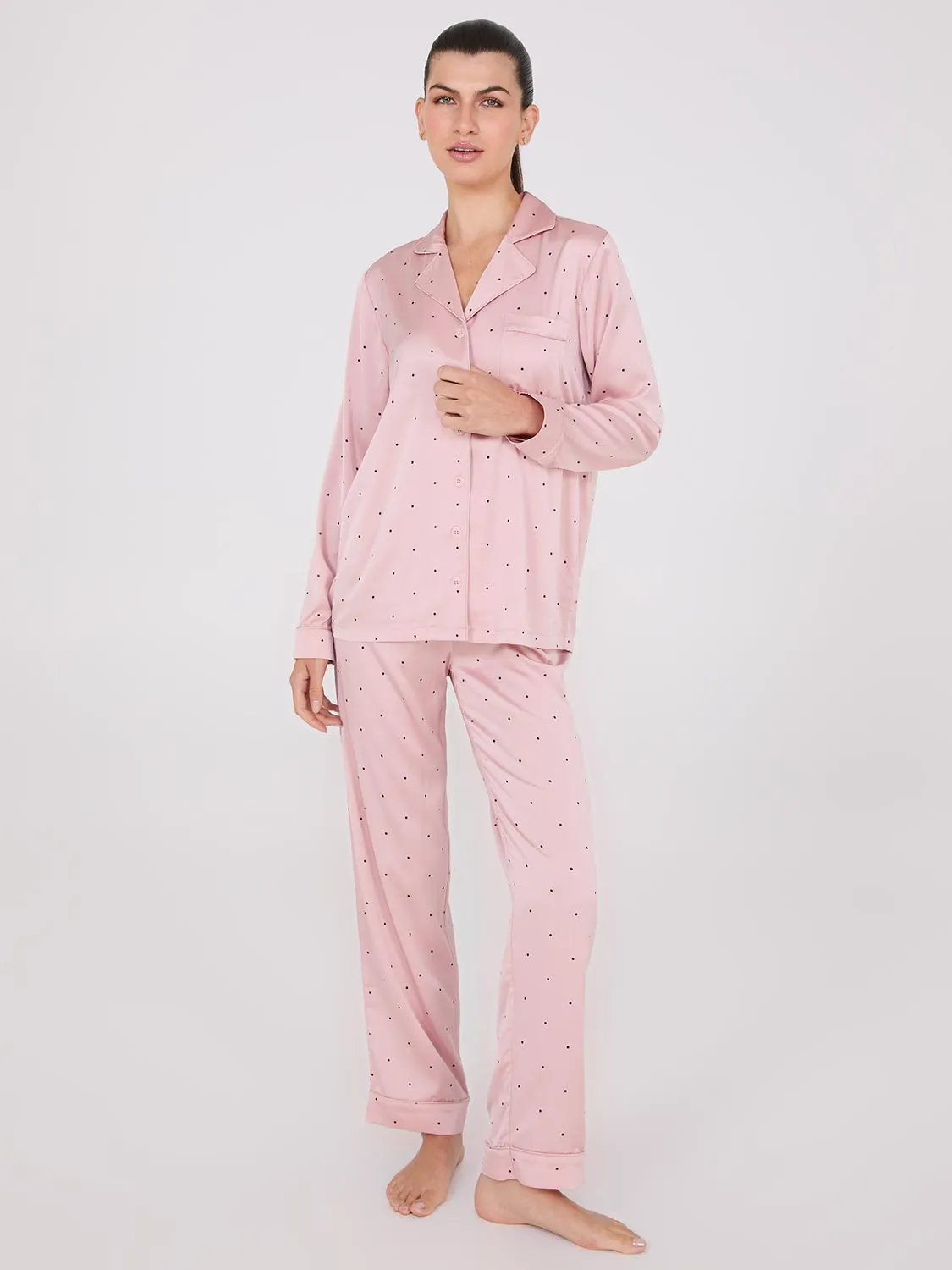 Satin Polka Dot Print Pajama Set sold by Suzy Shier product image thumbnail 2
