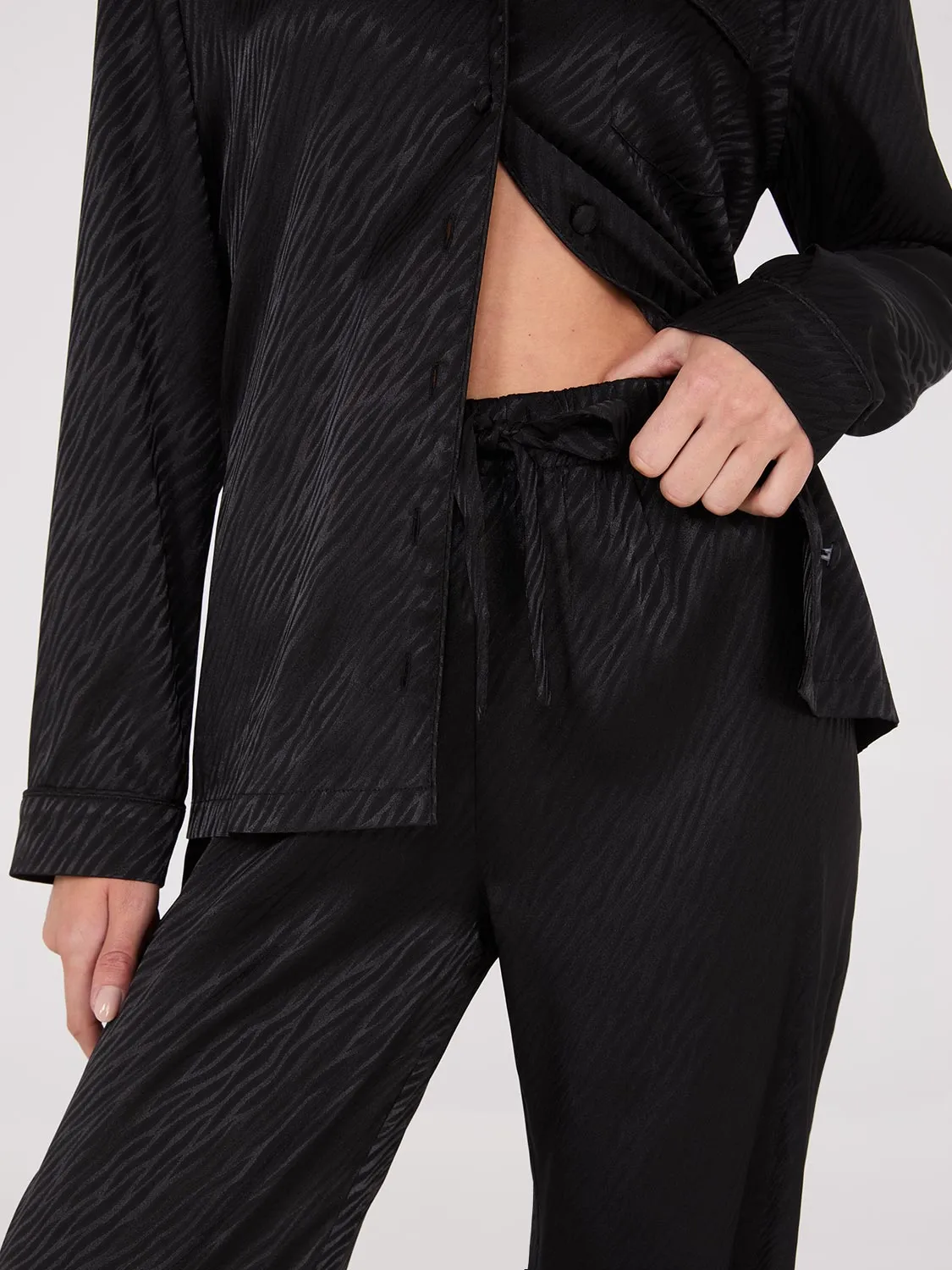 Satin Jacquard Button-Down Pajama Set sold by Suzy Shier product image thumbnail 3