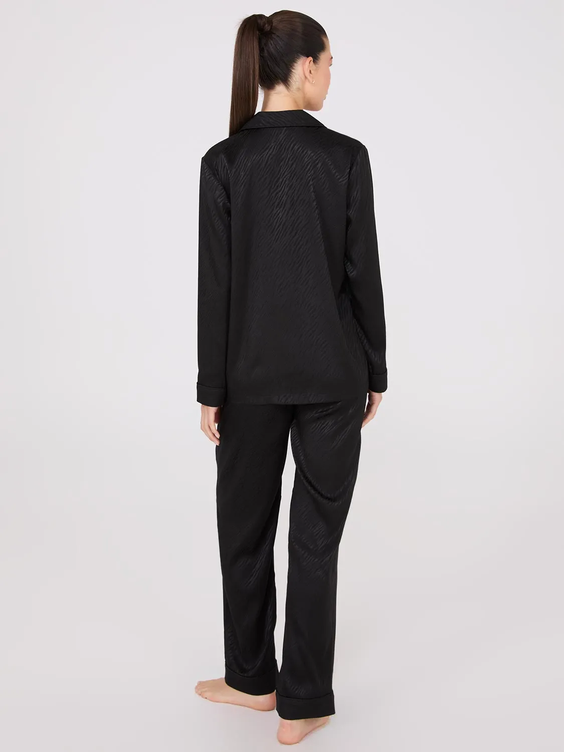 Satin Jacquard Button-Down Pajama Set sold by Suzy Shier product image thumbnail 4