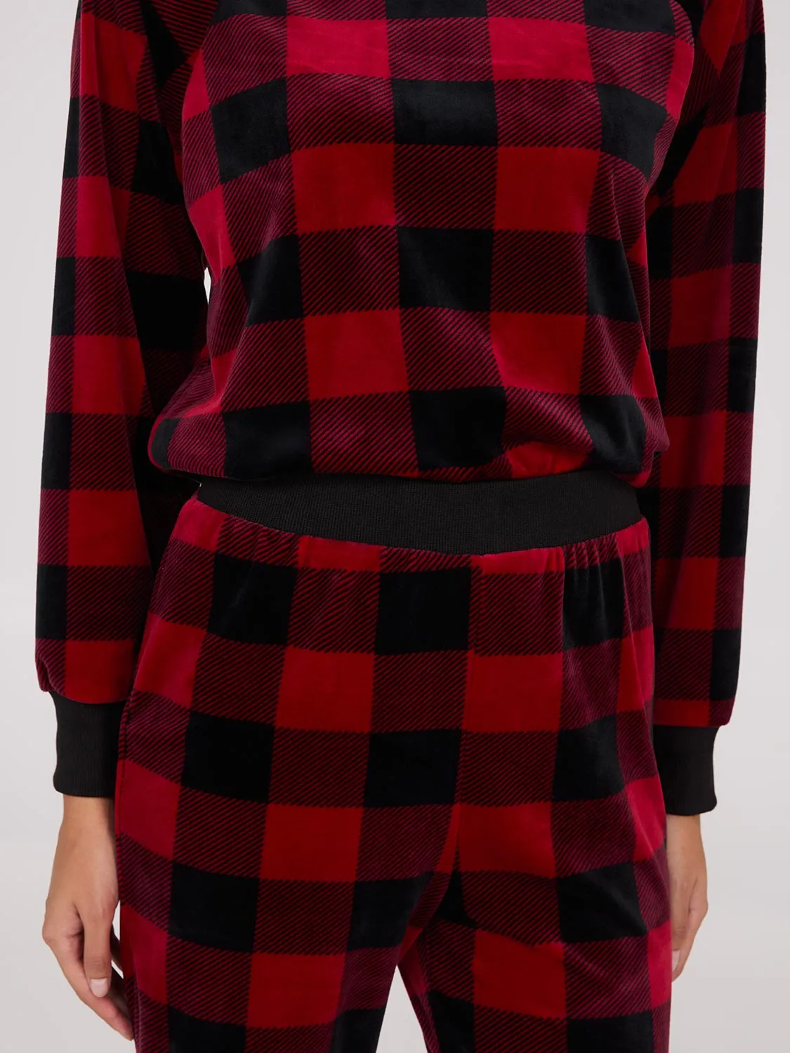 Plaid Print Velour Pajama Set sold by Suzy Shier product image thumbnail 2