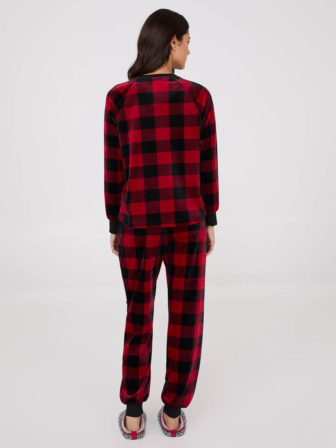 Plaid Print Velour Pajama Set sold by Suzy Shier product image thumbnail 5