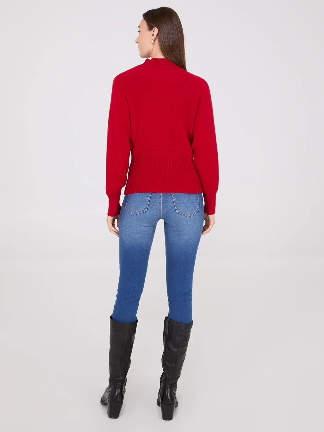 Cable Knit Mock Neck Dolman Sleeve Sweater sold by Suzy Shier product image thumbnail 4