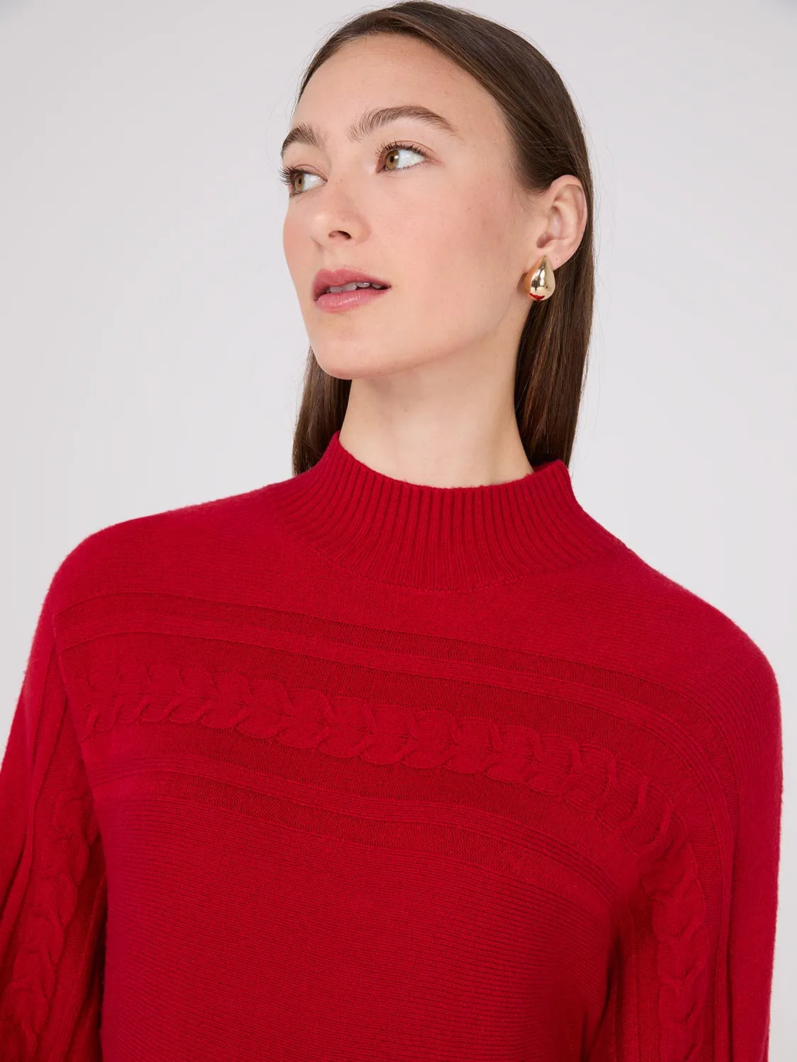 Cable Knit Mock Neck Dolman Sleeve Sweater sold by Suzy Shier product image thumbnail 2