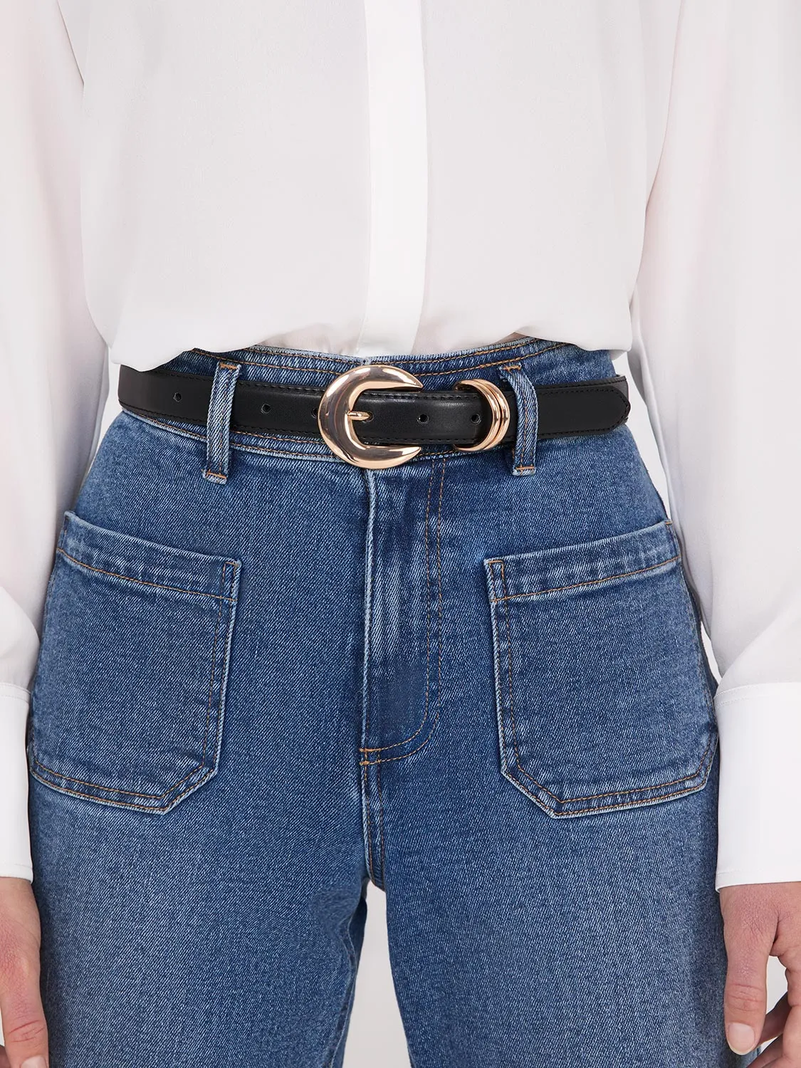 Round Buckle Faux Leather Belt sold by Suzy Shier