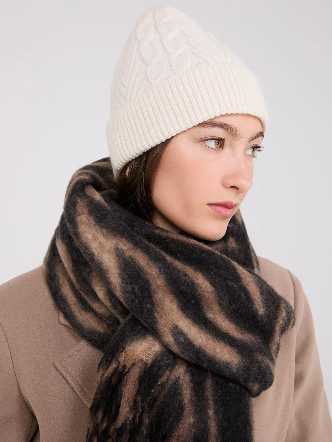 Ribbed Cuff Cable Knit Hat sold by Suzy Shier