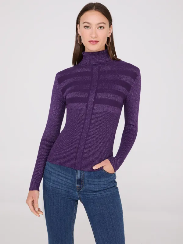 Contrasting Stitch Turtleneck Ribbed Sweater sold by Suzy Shier