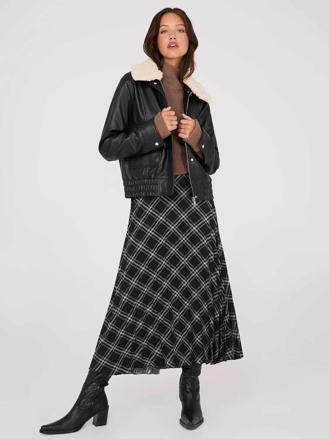 Faux Leather Jacket With Shearling Collar sold by Suzy Shier product image thumbnail 2