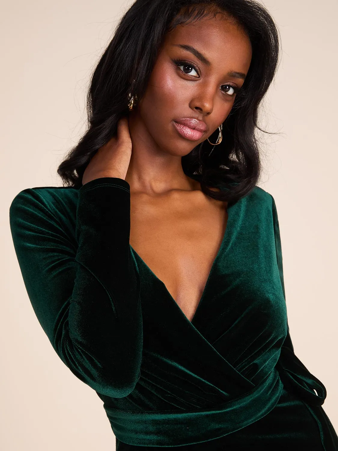 Velvet Crossover Straight Leg Jumpsuit sold by Suzy Shier product image thumbnail 4