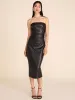 Strapless Faux Leather Midi Dress sold by Suzy Shier