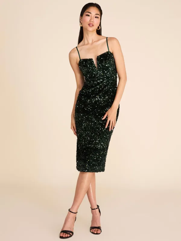 Fitted Sequin On Velvet Midi Dress sold by Suzy Shier