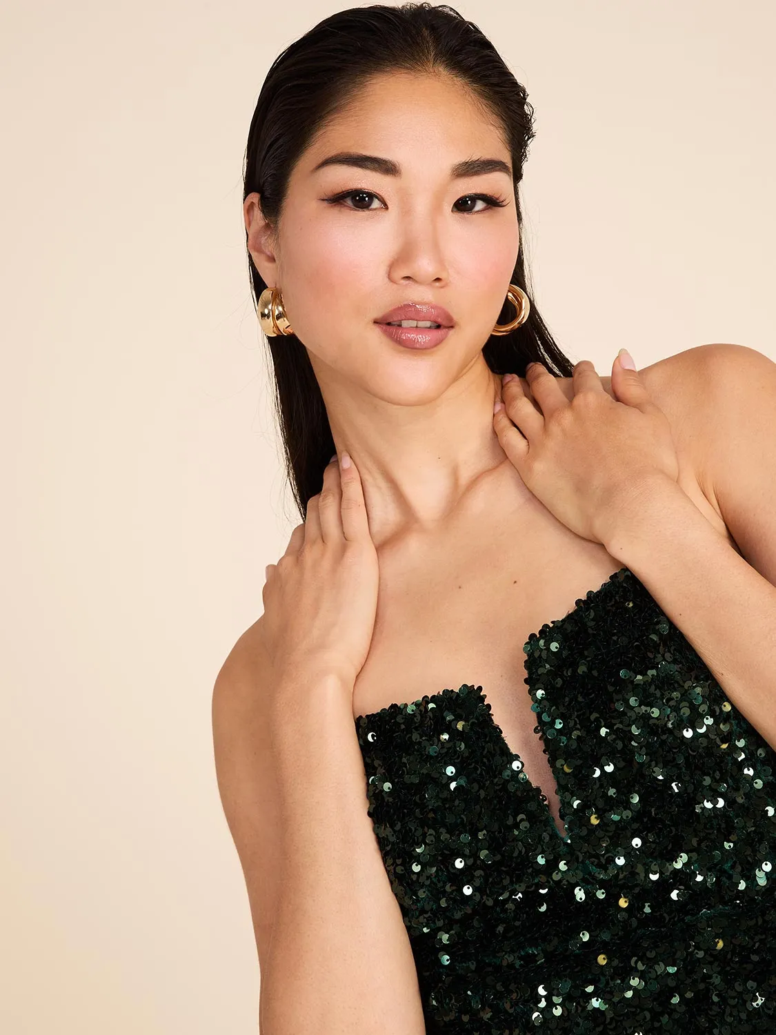 Fitted Sequin On Velvet Midi Dress sold by Suzy Shier product image thumbnail 3