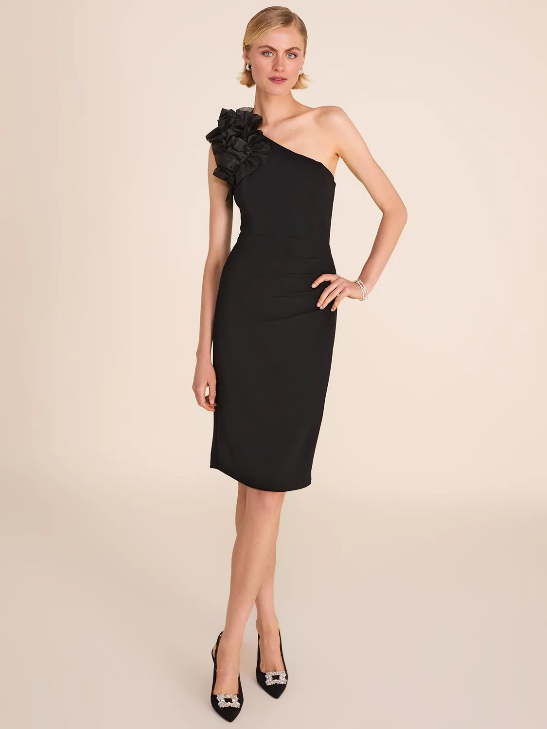 One-Shoulder Knee Length Sheath Dress sold by Suzy Shier