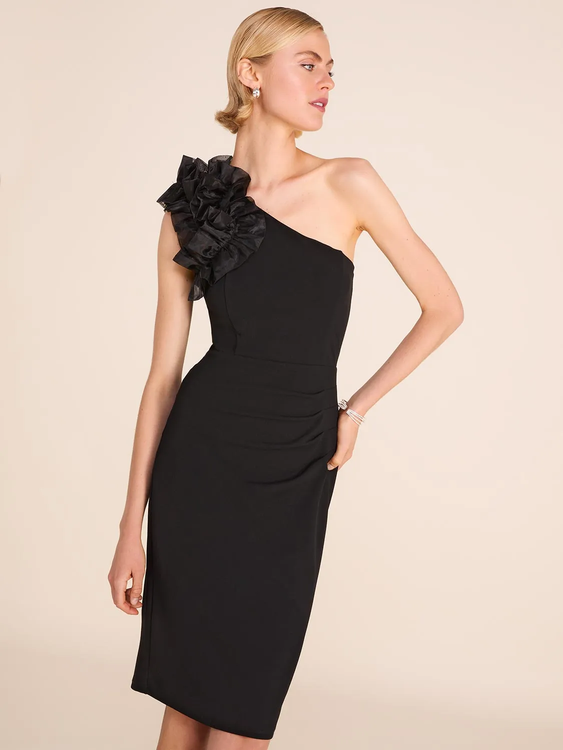 One-Shoulder Knee Length Sheath Dress sold by Suzy Shier product image thumbnail 3