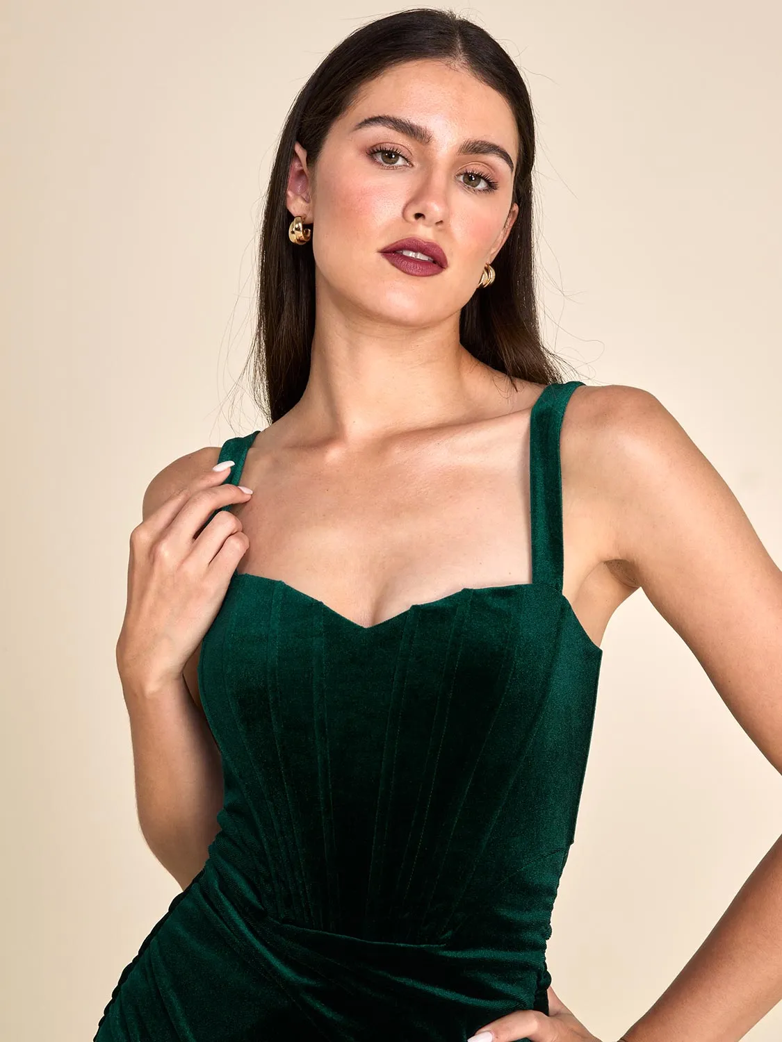 Bustier Velvet Mini Cocktail Dress sold by Suzy Shier product image thumbnail 2