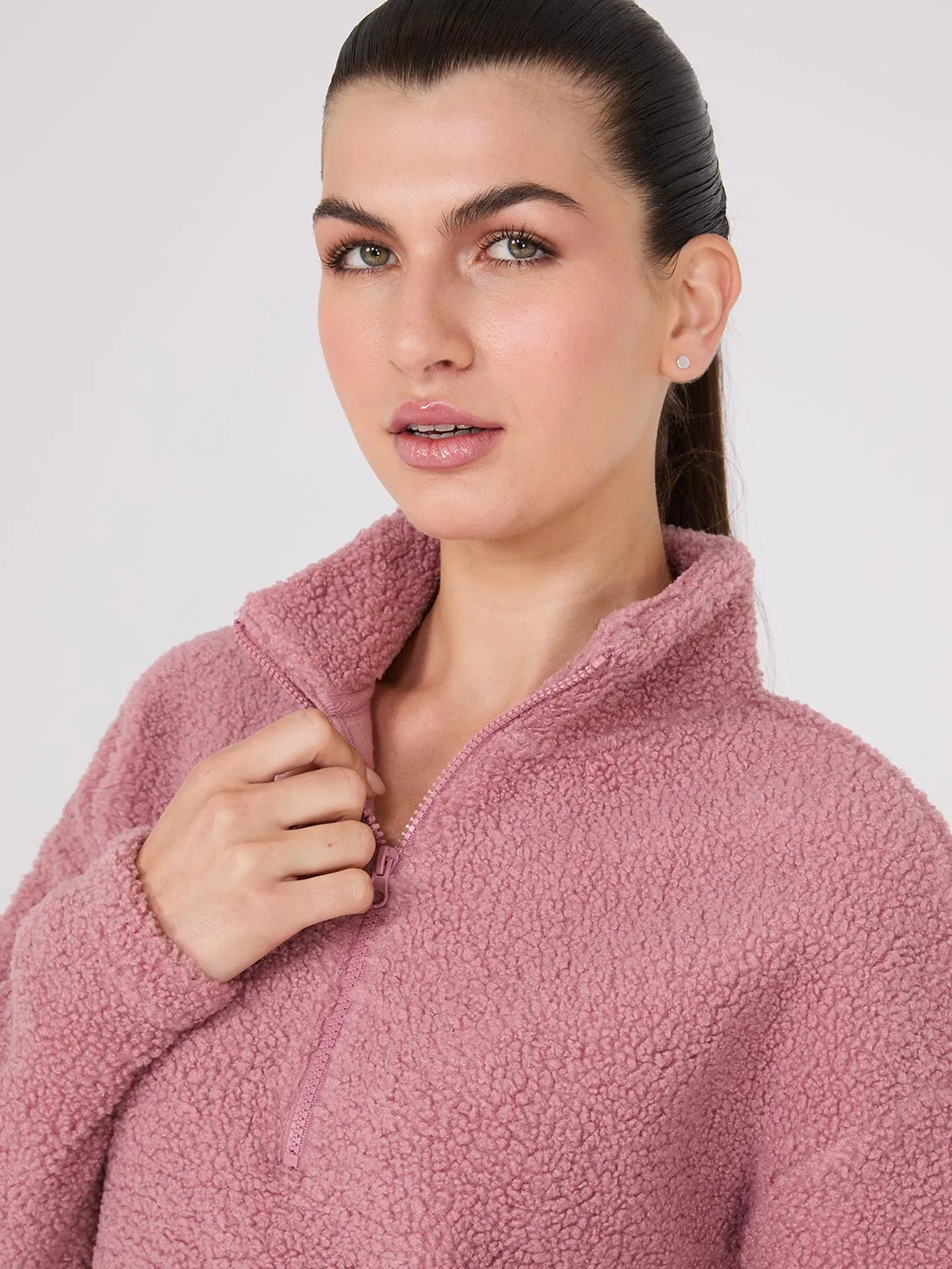 Half-Zip Sherpa Sweater sold by Suzy Shier product image thumbnail 3