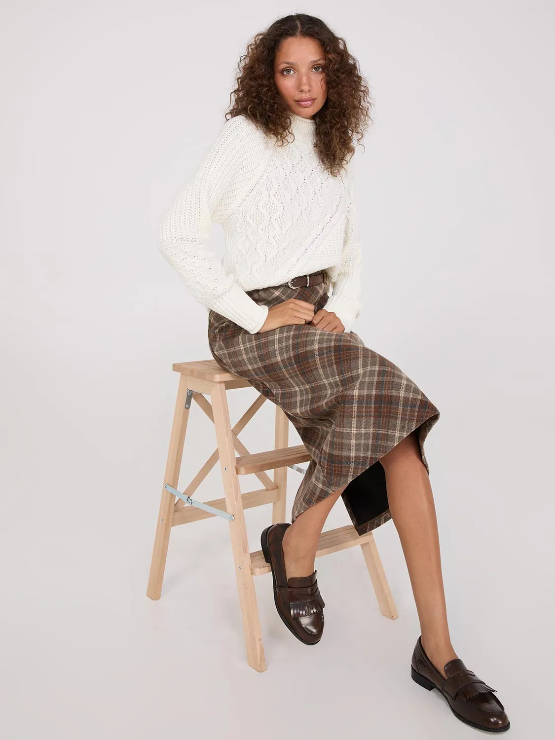 Multi Cable Knit Mock Neck Sweater sold by Suzy Shier product image thumbnail 2