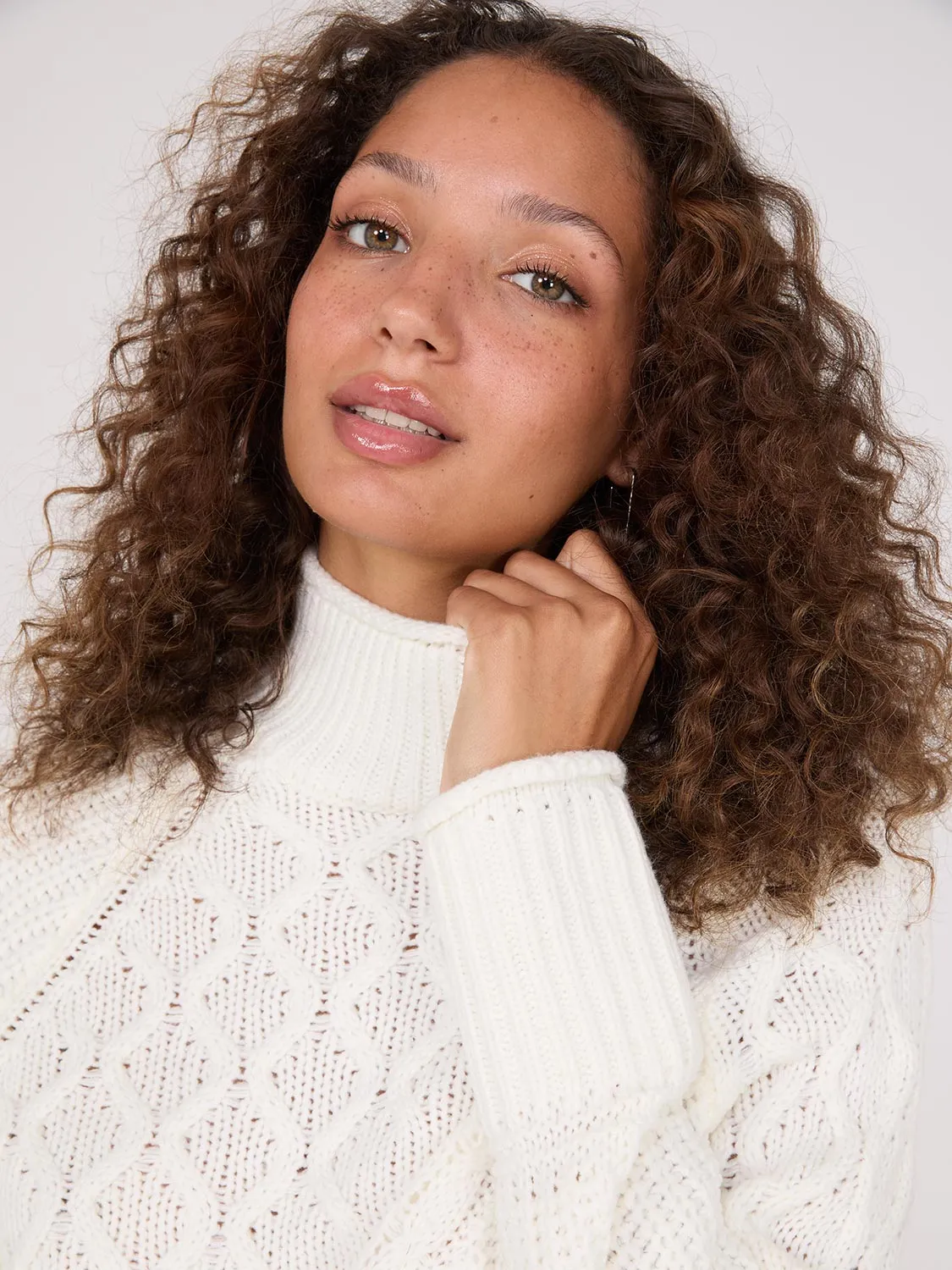 Multi Cable Knit Mock Neck Sweater sold by Suzy Shier product image thumbnail 3