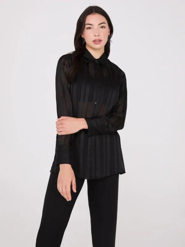Metallic Shadow Stripe Chiffon Blouse sold by Suzy Shier