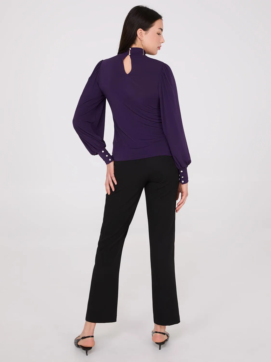 Long Balloon Sleeve Mock Neck Blouse sold by Suzy Shier product image thumbnail 4