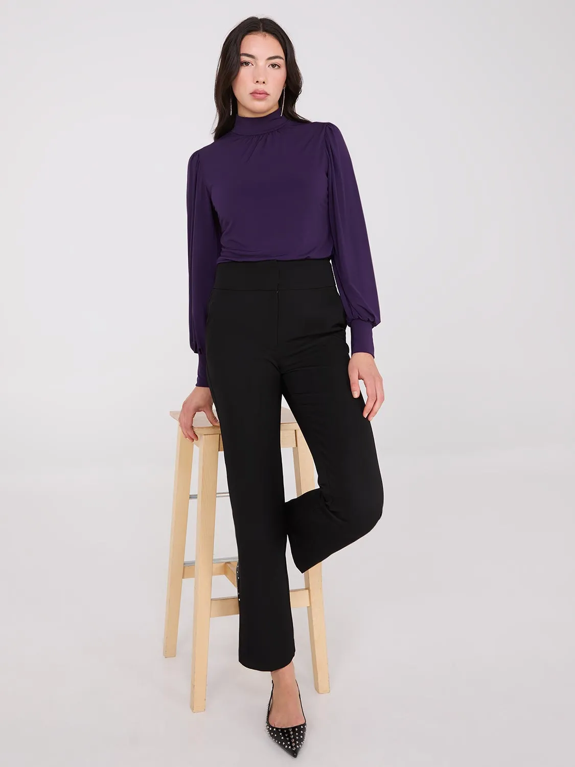 Long Balloon Sleeve Mock Neck Blouse sold by Suzy Shier product image thumbnail 3