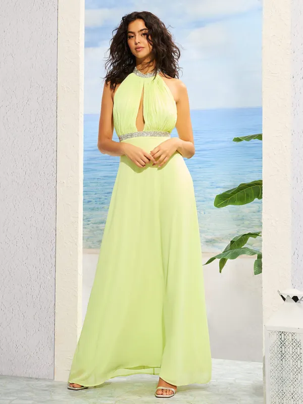Halter Top Chiffon Gown sold by Suzy Shier