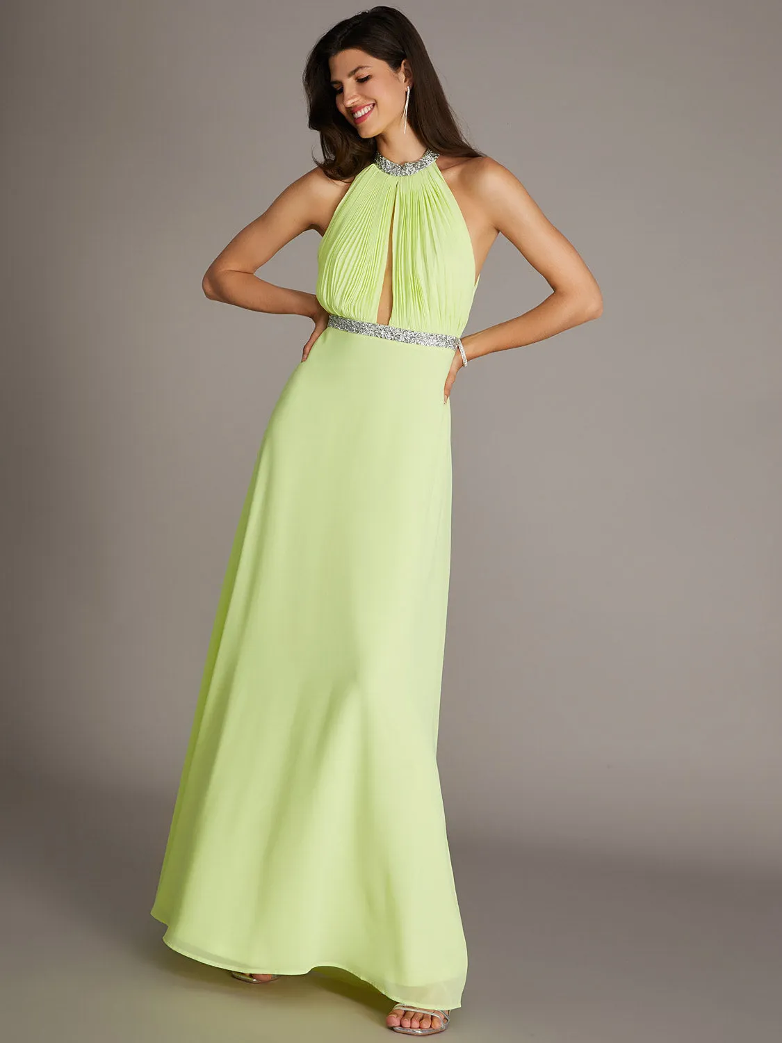Halter Top Chiffon Gown sold by Suzy Shier product image thumbnail 2