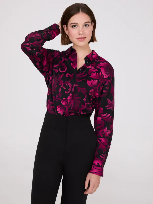 Floral Print Rounded Hem Blouse sold by Suzy Shier