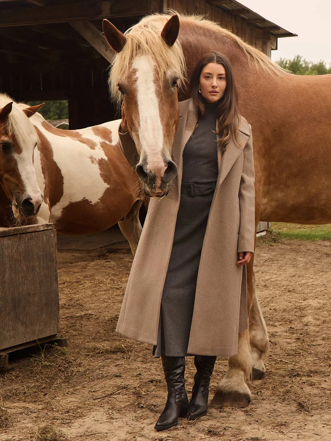 Mock Neck Belted Melange Midi Dress sold by Suzy Shier