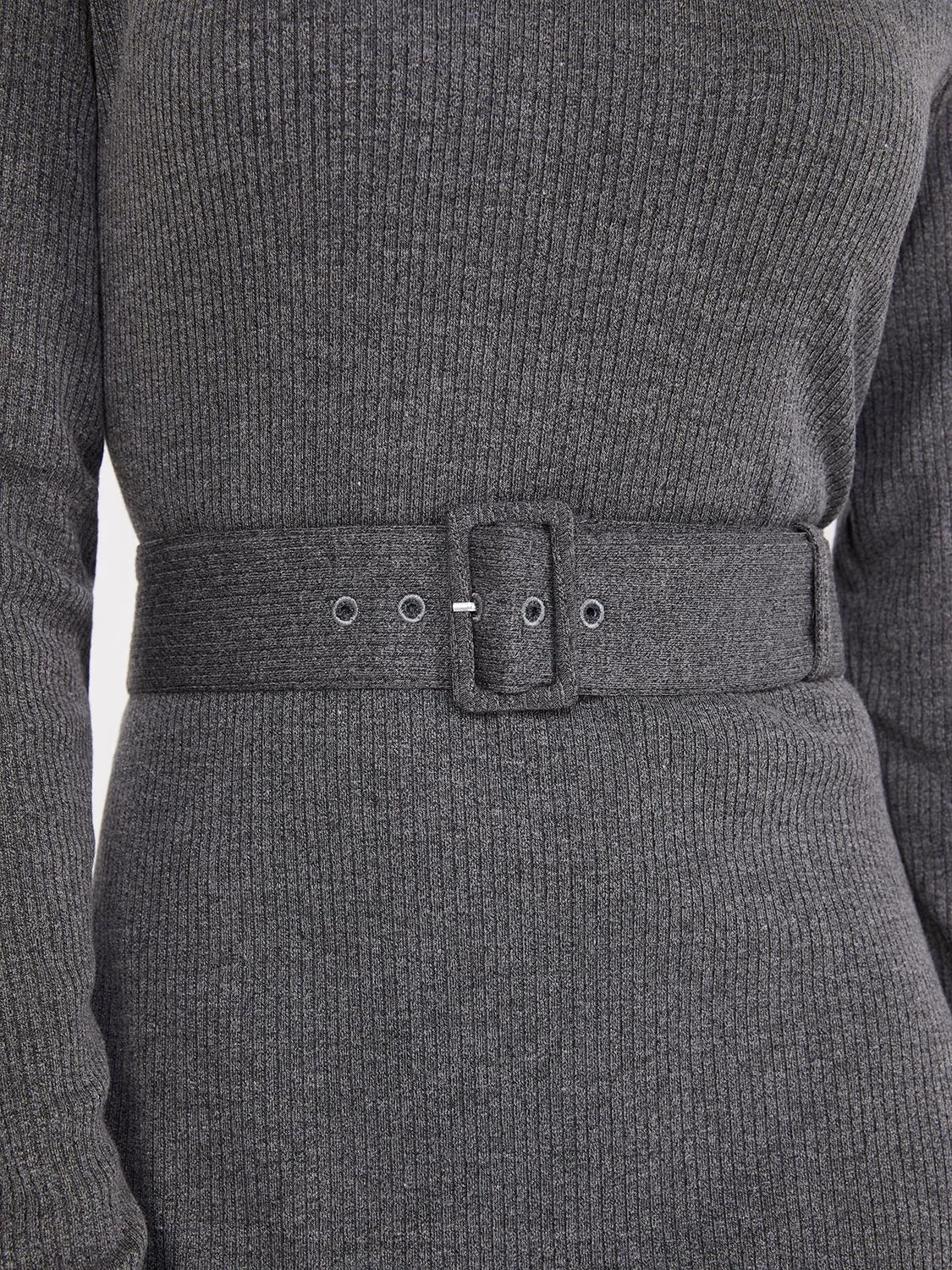 Mock Neck Belted Melange Midi Dress sold by Suzy Shier product image thumbnail 3