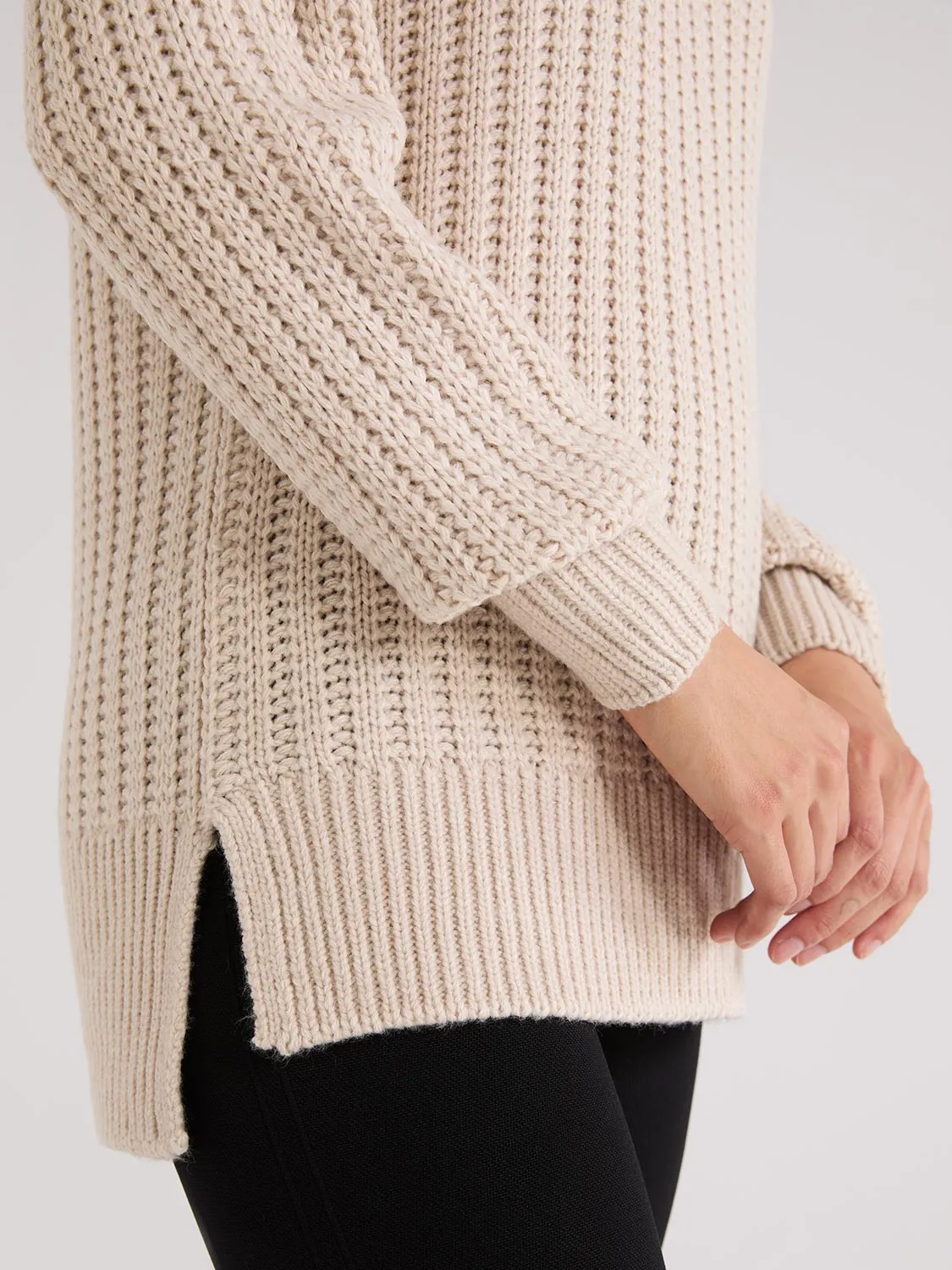 Shaker-Stitch High-Low Sweater sold by Suzy Shier product image thumbnail 3