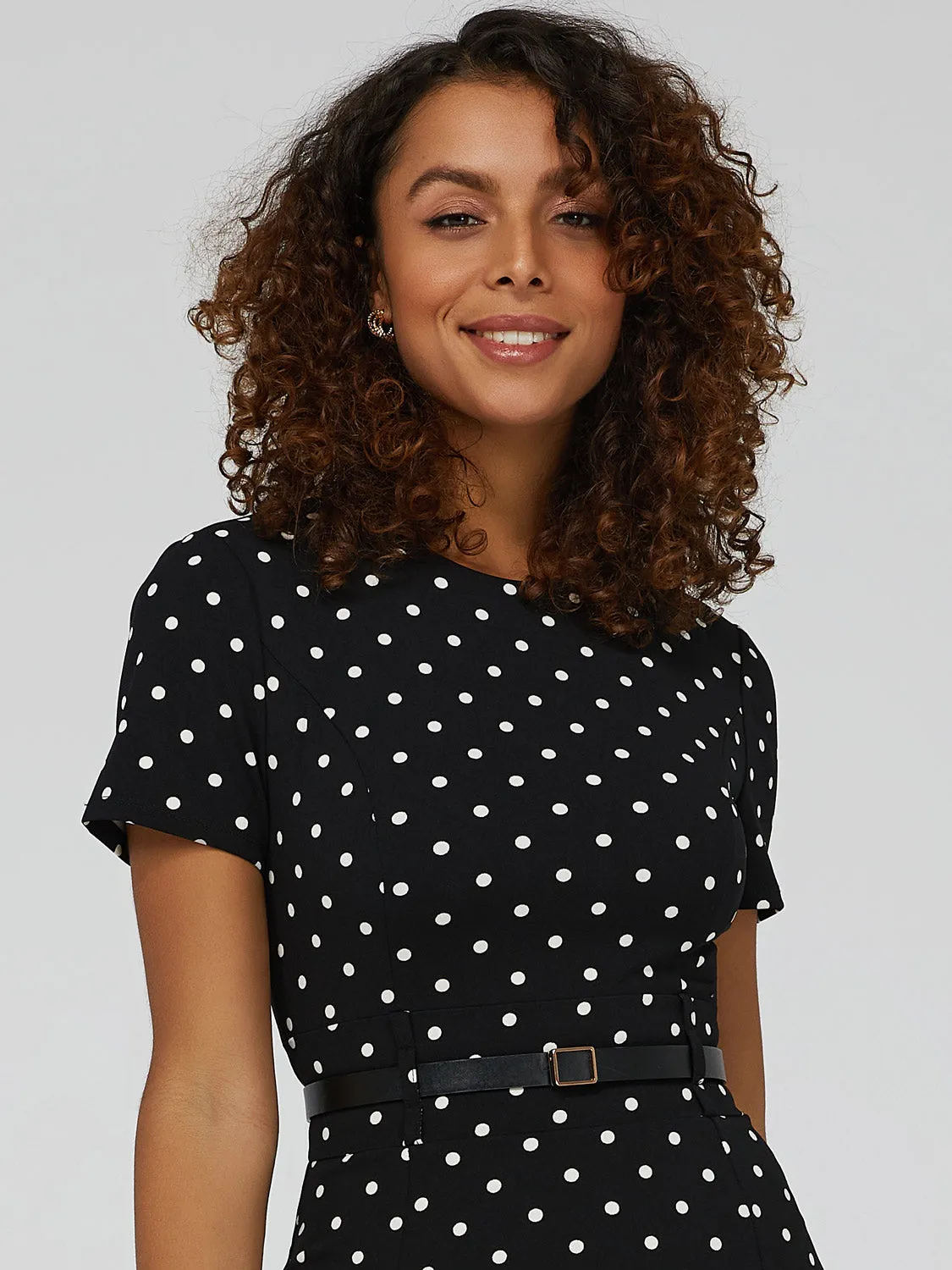 Polka Dot Belted Midi Dress sold by Suzy Shier product image thumbnail 2