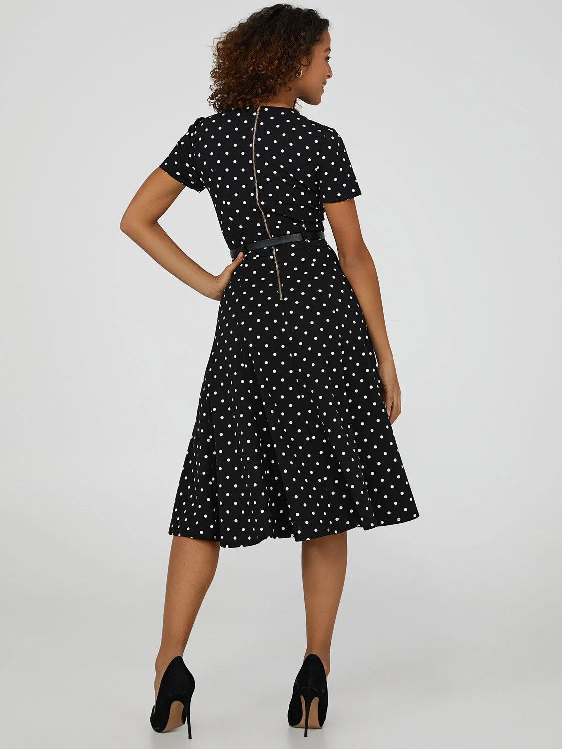 Polka Dot Belted Midi Dress sold by Suzy Shier product image thumbnail 5