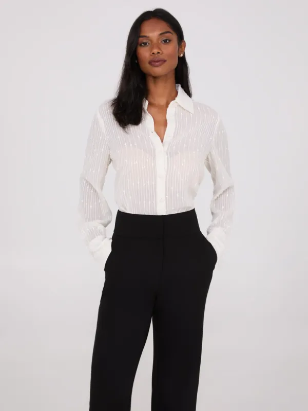 Embroidered Sequin Chiffon Blouse sold by Suzy Shier