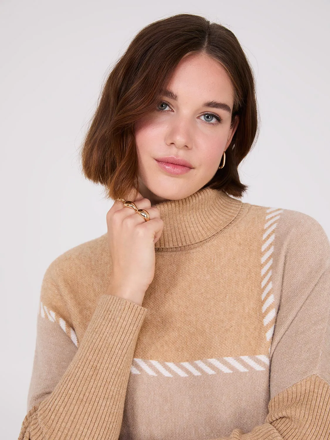 Plaid Turtleneck Poncho sold by Suzy Shier product image thumbnail 2