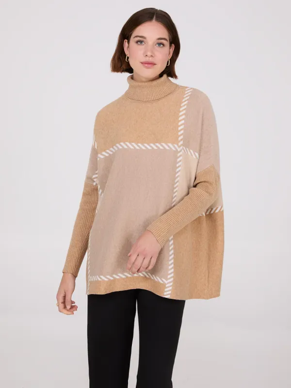 Plaid Turtleneck Poncho sold by Suzy Shier