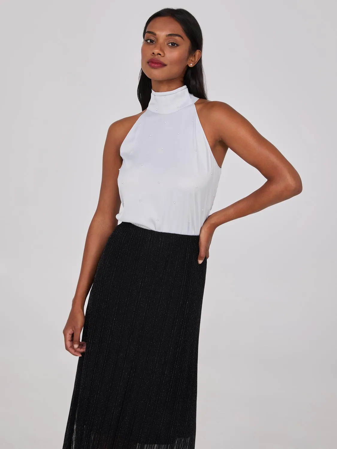 Pearl Halter Mock Neck Top sold by Suzy Shier product image thumbnail 3