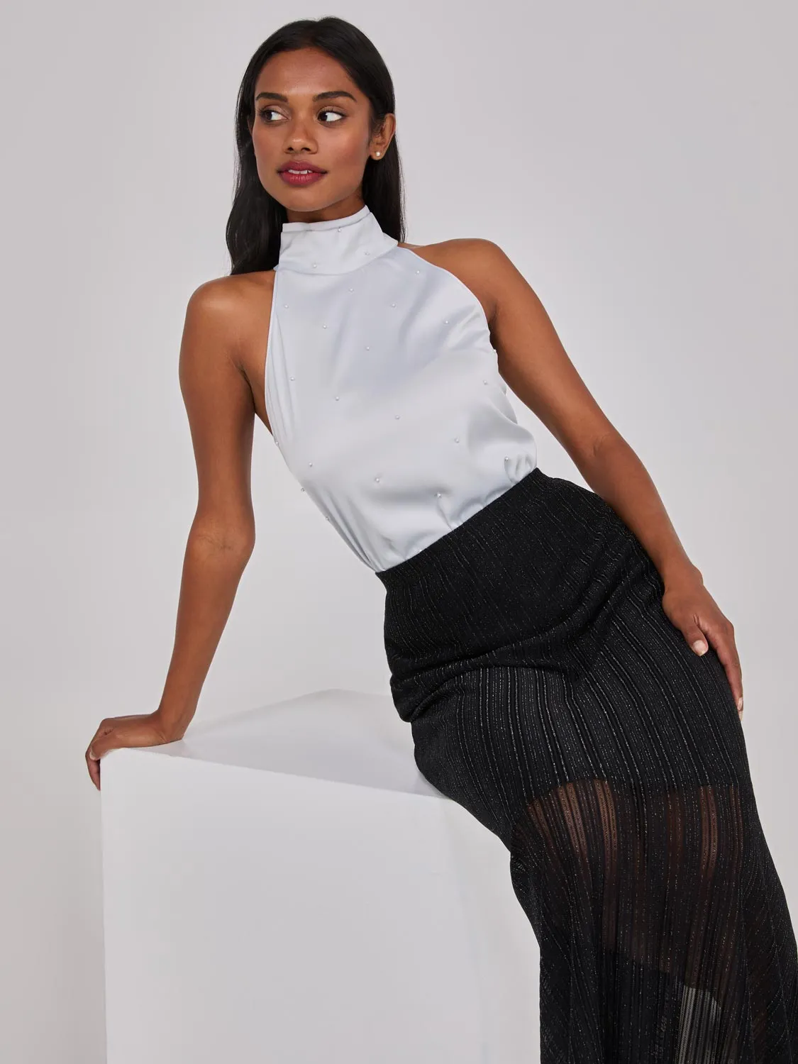 Pearl Halter Mock Neck Top sold by Suzy Shier product image thumbnail 2