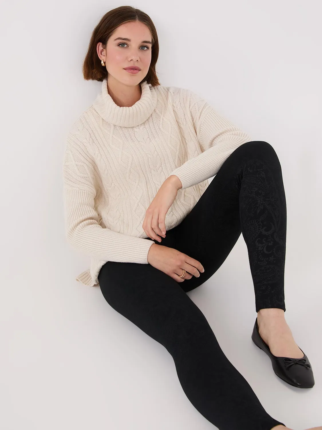 Embossed Paisley Print Fleece Lined Leggings sold by Suzy Shier