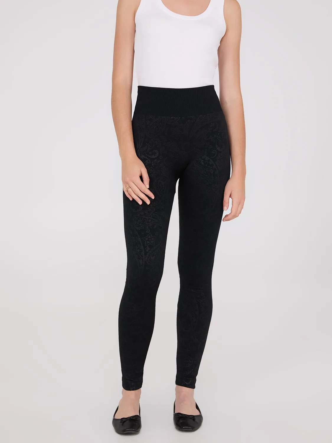 Embossed Paisley Print Fleece Lined Leggings sold by Suzy Shier product image thumbnail 3